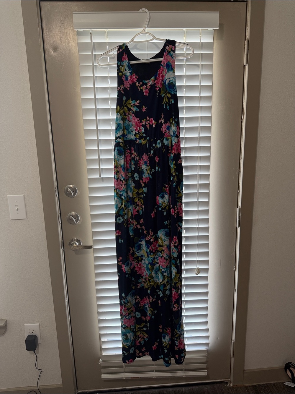 Beeson River Navy Maxi Dress with Pink & Teal Floral Print